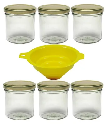 6 Einmachgläser 165 ml mit Schraubdeckel und Trichter