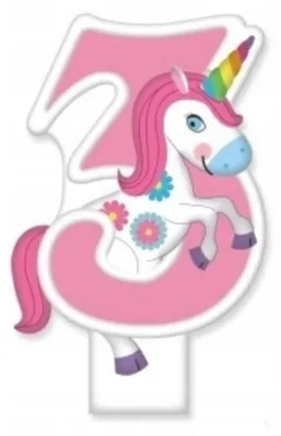 Produktbild von GoDan Geburtstagskerze Einhorn Zahl 3