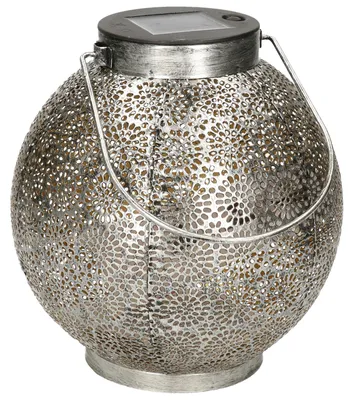 Produktbild von Solarlaterne - Flammeneffekt - antik - silber - Metall - 18 x 19 cm