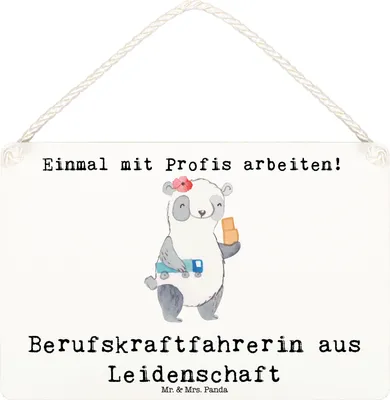 Produktbild von Mr. & Mrs. Panda Holzschild Berufskraftfahrerin Leidenschaft DIN A6 - Weiß - Geschenk, wandtafel, Türschild, kleine aufmerksamkeit, holzbild, Wandbild Holz, Schild
