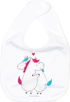 Produktbild von Mr. & Mrs. Panda Lätzchen Einhorn Mitteilung - Weiß - Geschenk, Liebe, Valentinstag, Spruch, Spucklätzchen, Schlabberlatz, Unicorn, Partner, Babylätzchen, Sabberlätzchen