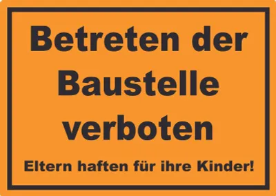 Produktbild von Betreten der Baustelle Schild schwarz-orange A6 (105x148mm)