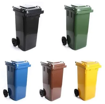 Produktbild von Mülltonne Müllbehälter 120L mit Deckel Biotonne Abfalleimer Groß mit Deckel 2 Rad Behälter Abfalltonne 5 Farben (Braun)