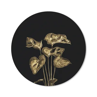 Produktbild von MuchoWow® Mauspad Mousepad Blätter - Gold - Pflanzen 50x50 cm - Mousepads - Maus Mat - Pad - Mausunterlage - Vinyl