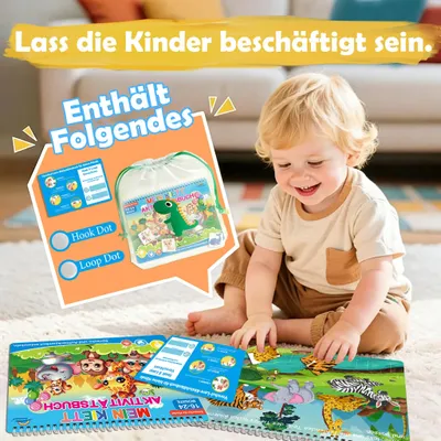 Obrázok produktu pre Interaktívna Montessori knižka zmyslových aktivít, 12 aktivít, opakovateľné použitie, farebná, pre deti