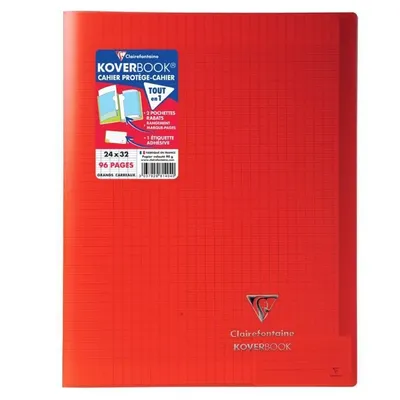 Produktbild von CLAIREFONTAINE - KOVERBOOK Stickheft - 24 x 32 - 96 Seiten Seyes - Durchscheinender Polypro-Umschlag - Rot