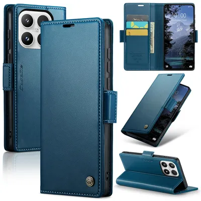 Produktbild von Lederhülle für Xiaomi 17 Brieftasche Kartenfach Schutzhülle mit Standfunktion Blau