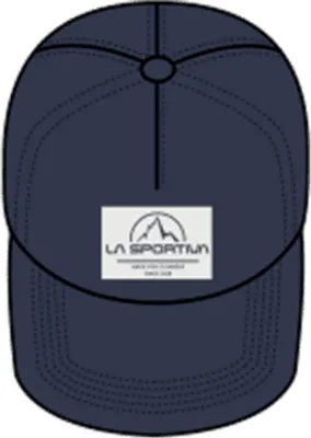Dunkelblaue Kappe "Flat Hat" von La Sportiva; mit markantem Logo auf der Vorderseite.