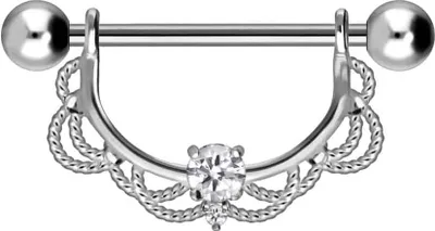Produktbild von Brustwarzenpiercing, Zungenpiercing, Intim-Piercing Chirurgenstahl Nippelpiercing ORIENTALISCHES DESIGN + KRISTALL Silber Stablänge: mm