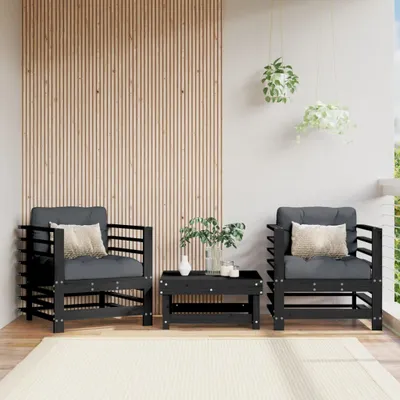 Produktbild von Design Möbel Gartenstühle 2er Set Schwarz Massivholz Kiefer - 2024 Neu