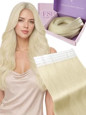 Imagen del producto de Extensiones de cabello invisibles, de 60 cm, en color rubio platino
