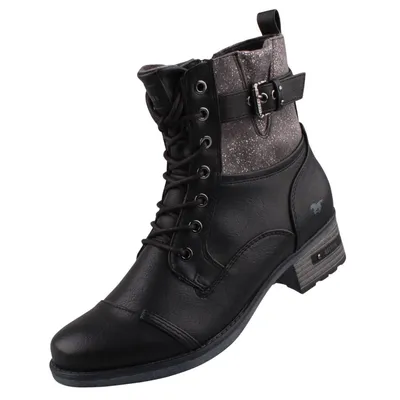 Produktbild von Mustang Damen Stiefelette Schnürboot mit Riemen und Schnalle 1229-519, Größe:37 EU, Farbe:Schwarz