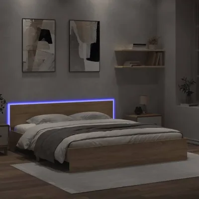 Obrázek produktu pro Maison Exclusive - Rám postele s čelem a LED osvětlením dub sonoma 200 x 200 cm