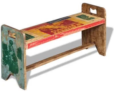 Imagen del producto de Banco de madera maciza reciclada 100x30x50 cm