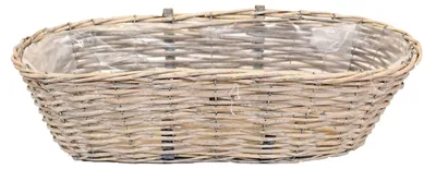Produktbild von Balkonkorb - oval - Rattan geflochten - 56 x 22 x 17 cm - Blumen/Pflanzen - Zaunkorb