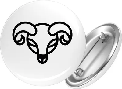 Produktbild von Huuraa Button Widder Sternzeichen Symbol 25mm rund mit Sicherheitsnadel Ansteckbutton Geschenkidee