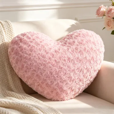 Imagen del producto de Cojín para el corazón, color rosa, 26 x 36 cm, de felpa, para el salón