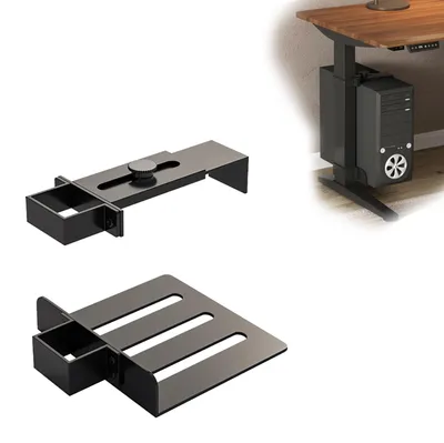 Image de Omgoods - Support ordinateur pour bureau - Support ordinateur réglable, sans perçage, couleur noire