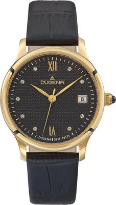 Produktbild von Dugena 4461086 Damenuhr Florenz Lederband Schwarz / Gold