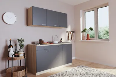 Produktbild von Küche Miniküche Single Eiche Grau ohne Kühlschrank Luis 150 cm Respekta