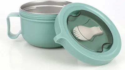 Produktbild von Isolierbehälter für Speisen ca. 850 ml mit Löffel – doppelwandiger Thermobehälter hält Speisen bis zu 6 Stunden warm oder kalt, auslaufsicher, robust und ideal für Büro, Schule und unterwegs