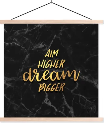 Produktbild von MuchoWow® Textilposter Zitate - Traum - Gold - Marmor 120x120 cm mit holzfarbenen Rahmen - Textil-Poster
