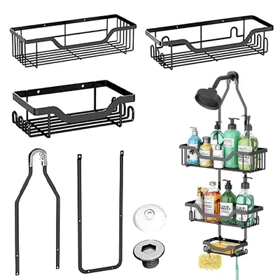 Produktbild von Duschablage, Duschablage zum Hängen mit 3 Duschkörben zum Hängen, Shampoo Halterung für Dusche 67*30* 12.5cm