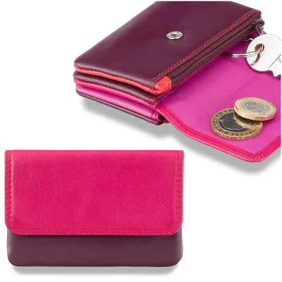 Immagine prodotto di Portafoglio da donna Visconti in vera pelle, con protezione RFID, color prugna, dimensioni 11x7 cm