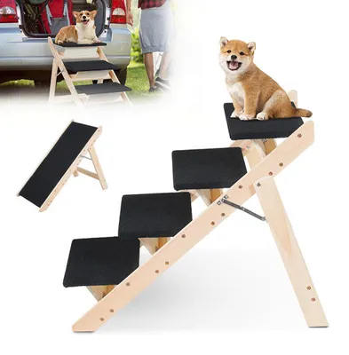 Produktbild von Ikodm Hundetreppe Hunderampe 2 in 1 Faltbar    Einstiegshilfe Tiertreppe Tierrampe Haustiertreppe Rampe Einstieghilfe