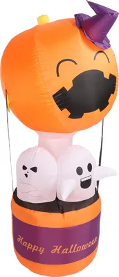 Image de 1.8m Gonflable Ghost Balloon Eye Catching Pumpkin Blow Up Yard Decoration with Built in LED for Garden Lawn Party EU Plug 220?240V