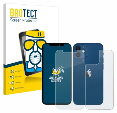 Produktbild von BROTECT Entspiegelungs Schutzglas für Apple iPhone 12 / 12 Pro (Vorder + Rückseite) Schutzfolie Panzer Folie Glas Display Schutz matt