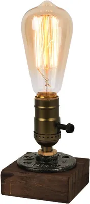 Produktbild von Tischlampe vintage, Retro Steampunk, Nachttischlampen, Eisen & Holz Industrielle Tischlampe, E27, Wohnzimmer & Schlafzimmer