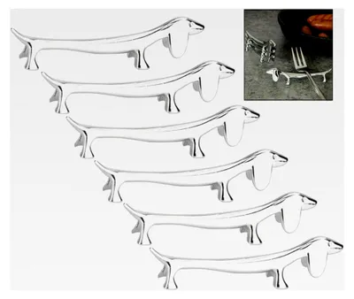 Produktbild von 6 Stück Halter für Essstäbchen, Löffel und Gabel aus Edelstahl (Silber)