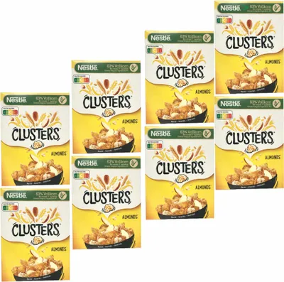 Image de Nestlé Clusters Céréales aux amandes 63% céréales complètes UE (paquet de 8x325g)