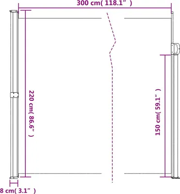 Image de vidaXL Marquise latérale extensible Blanc 220x300 cm