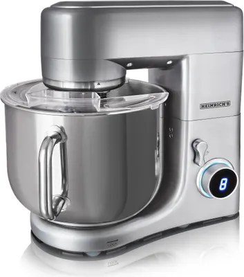 Produktbild von HEINRICHS Küchenmaschine Knetmaschine Edelstahl Schüssel 1800W leistungsstark patentierte Knethaken,8-Stufen LCD-Anzeige multifunktionale Teigknetmaschine (11 Liter)