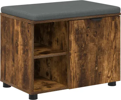 Produktbild von vidaXL Flurbank mit Kissen mit Regal Geräucherte Eiche 60 x 38 x 46 cm