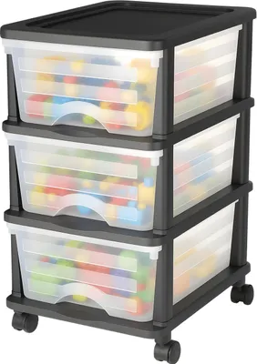 Produktbild von VEVOR Schubladenwagen Schubladenschrank mit 3 Schubladen (17 L / per), rollbarer Schubladen-Container Schubladenbox mit durchsichtigen Behältern für Bürobedarf Bastelräume Klassenzimmer