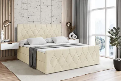 Produktbild von ALTDECOR Boxspringbett mit Matratze und Lattenrost  -  - VELANTO  - 200x200 cm  - Beige Monolith - Boxbett, Fußteil, Topper, Polsterbett mit Bettkasten, Bett mit Stauraum H3 -Matratze, Doppelbett, Springboxbett