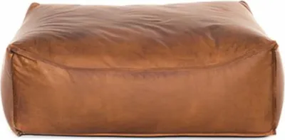 Produktbild von Casa Padrino Luxus Echtleder Hocker Hellbraun 107 x 107 x H. 43 cm - Leder Möbel