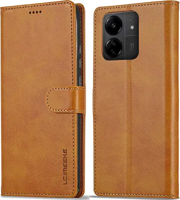 Image de Etui pour Xiaomi Redmi 13C étui en cuir avec fermeture magnétique et support, étui de protection Jaune