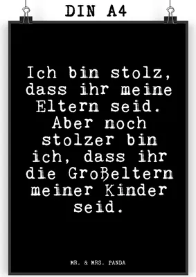 Produktbild von Mr. & Mrs. Panda Bild Ich bin stolz, dass... DIN A4 - Schwarz - Geschenk, stolz, Oma Opa, typografie poster, Kunstdruck, Sprüche, drucke, Geburt, Großeltern, wanddeko