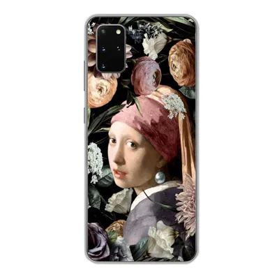 Produktbild von MuchoWow® Handyhülle Schutzhülle Hülle für Samsung Galaxy S20 Plus Mädchen mit Perlenohrring - Blumen - Vermeer - Pastell - Kunstwerk - Gemälde - Alte Meister Silikon Softcase Handy Hülle - Hartschale