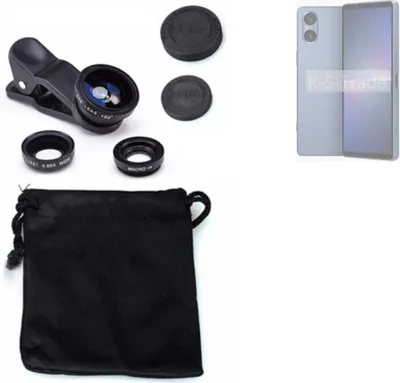 Produktbild von K-S-Trade Smartphone Kamera Linsen Set Kompatibel mit Sony Xperia 5 V 3in1 Clip-On Kamera Adapter Macro Weitwinkel FishEye Fischauge Objektiv Linse