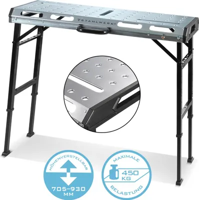 Zdjęcie produktu dla STAHLWERK Mobilny stół spawalniczy AWT-930 ST 1068 x 532 mm Stół warsztatowy z regulacją wysokości
