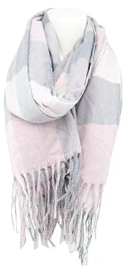Productafbeelding van Winterse dames sjaal » Cashmere Soft » Winterse sjaal met ruitpatroon » Dames sjaal » Frans sjaal, 180 x 65 cm: Kleur: roze