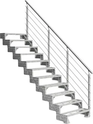 Produktbild von Aussentreppe Pertura Tallis mit Geländer 11 Steigungen Einlegestufen 100 cm Metall