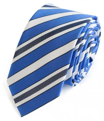 Produktbild von Fabio Farini - 1 Stück Gestreifte Blau Weiße Herren Schlips - Krawatten in 6cm Breite Schmal (6cm), Blau/Weiß/Dunkelblau
