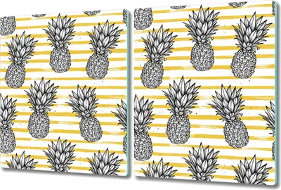 Produktbild von Herd-Abdeckplatte Glas Schneidebrett Ceranfeld-Abdeckung - 2x 40x52 cm - Ananas abstrakten