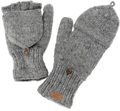 Image de Gants, mitaines tricotées à la main, gants unis pour les doigts, taille extra large - gris, unies, en laine, gants et manchons